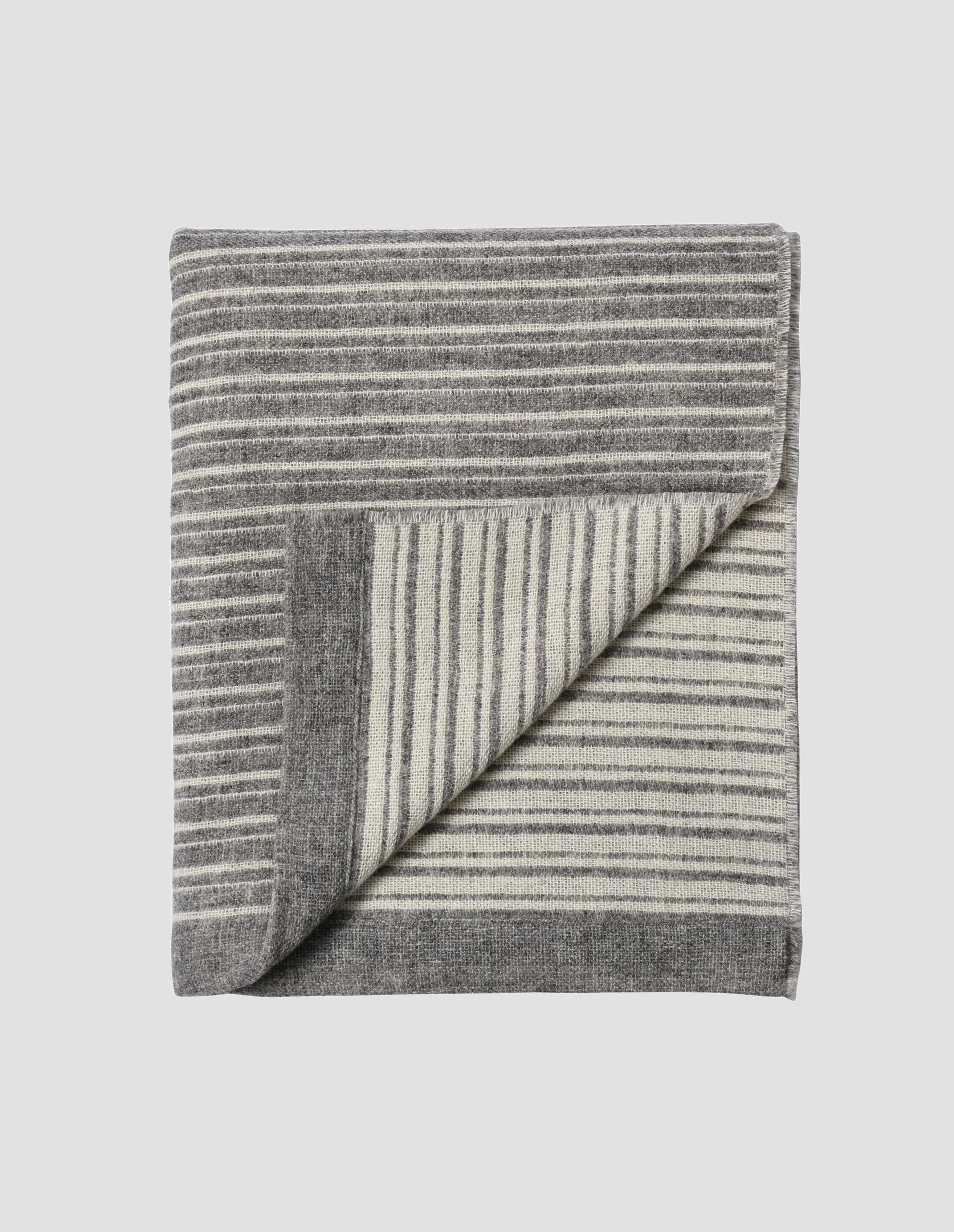 MOURNE MALDWYN STRIPE BLANKET WOOL GREY WHITE Margaret Howell