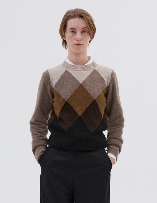 OMBRE ARGYLE JUMPER | MERINO CASHMERE | MOCHA