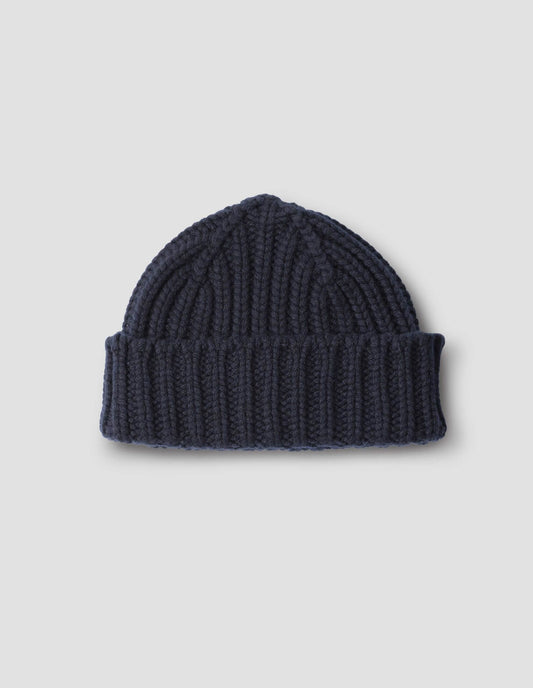 CHUNKY RIB BEANIE | MERINO CASHMERE | NAVY