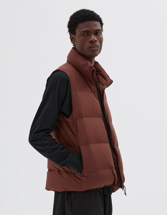 MIZUNO HIGH NECK GILET | LIGHT NYLON POPLIN | RUST