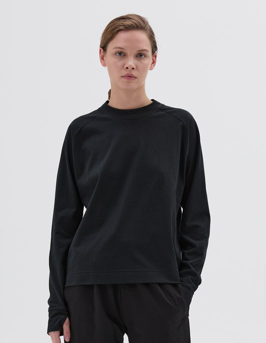 MIZUNO LIGHTWEIGHT SWEATSHIRT | COTTON POLYESTER JERSEY | BLACK