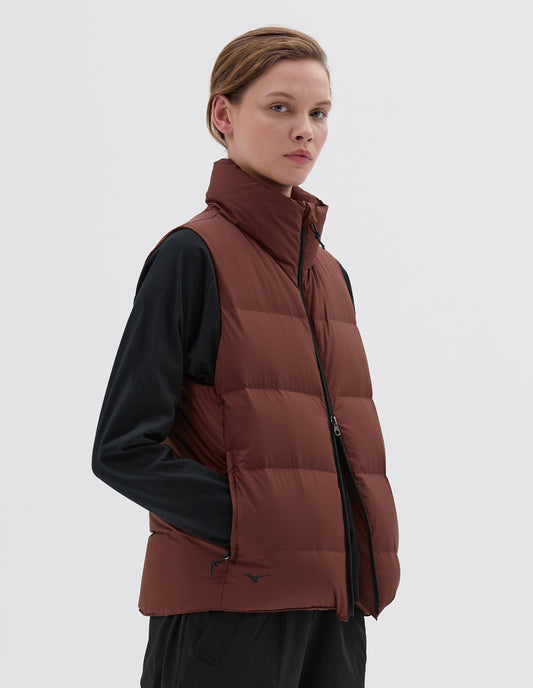 MIZUNO HIGH NECK GILET | LIGHT NYLON POPLIN | RUST