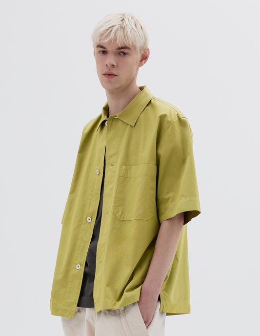 MHL. SHORT SLEEVE PJ SHIRT | COMPACT COTTON POPLIN | FRESH OLIVE