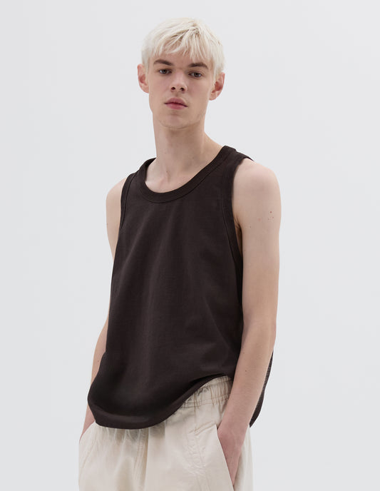 MHL. SURPLUS VEST | HEAVY COTTON JERSEY | DARK CHOCOLATE