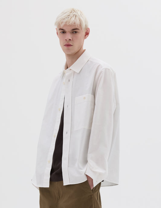 MHL. OVERALL SHIRT | TEXTURED COTTON | OFF WHITE