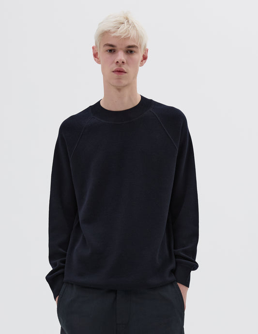 MHL. WIDE NECK CREW SWEATSHIRT | FINE MERINO | INK