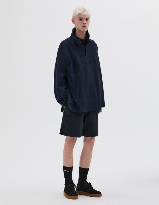 MHL. STAND COLLAR ANORAK | PROOFED COTTON NYLON | NAVY