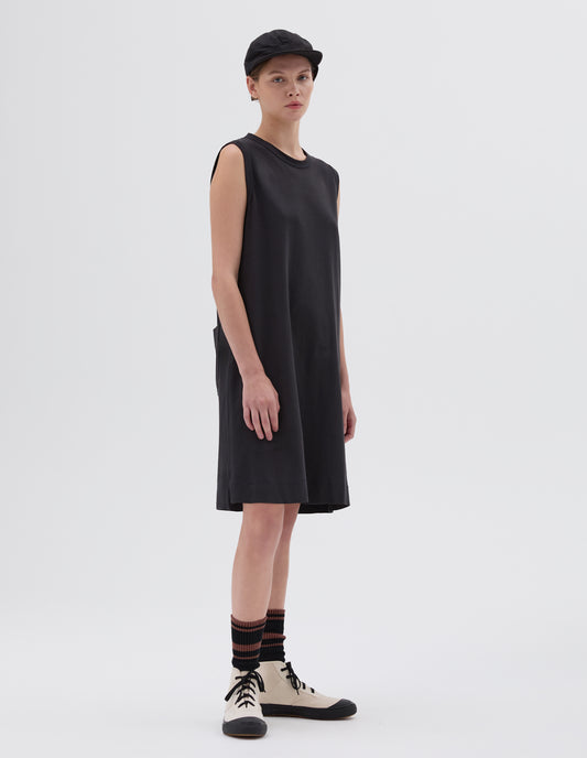 MHL. OVERHEAD TANK DRESS | LIGHT COTTON JERSEY | OFF BLACK