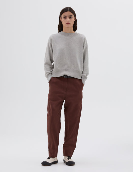 MHL. TAPERED FLAT FRONT TROUSERS | COTTON LINEN PLAINWEAVE | MINERAL