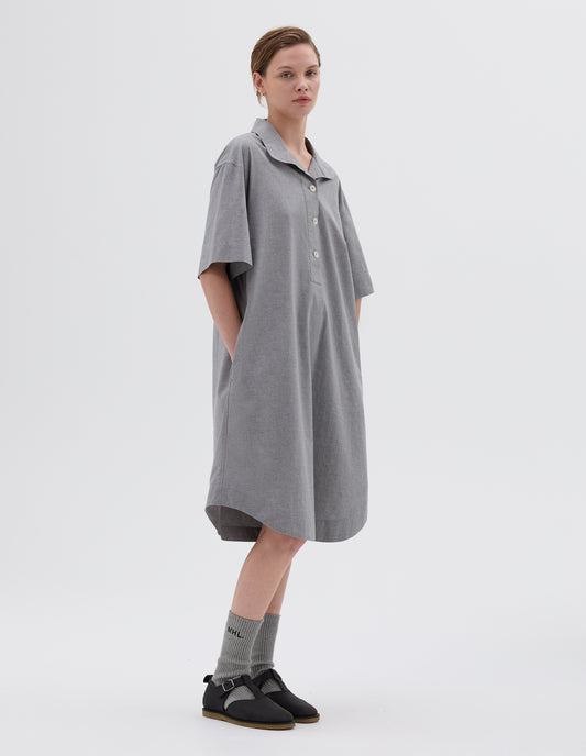 MHL. PULL ON SHIRT DRESS | MELANGE COTTON END ON END | GREY