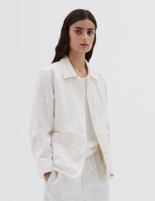 MHL. WORKER JACKET | COTTON LINEN PLAINWEAVE | OFF WHITE