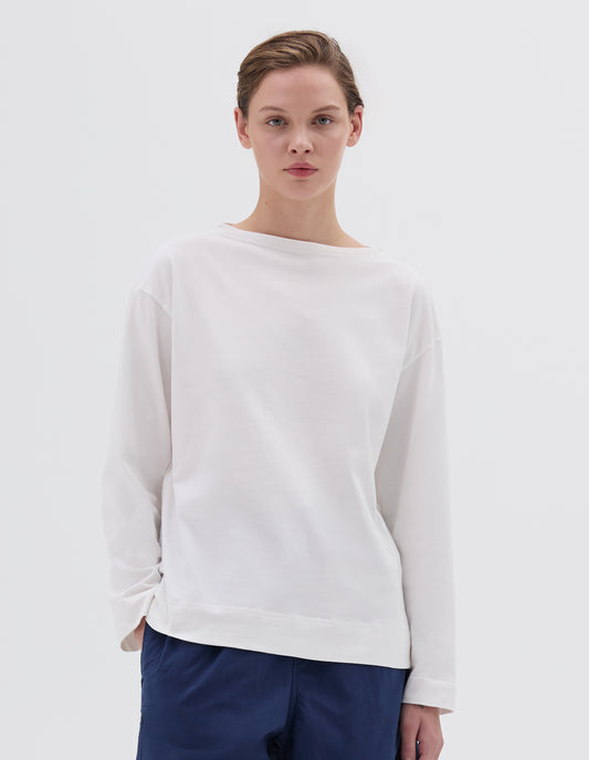 MHL. SMOCK NECK T SHIRT | LIGHT COTTON JERSEY | OFF WHITE