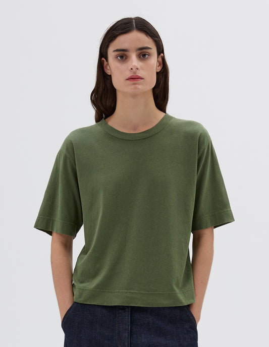 MHL. SIMPLE T SHIRT | ORGANIC COTTON LINEN JERSEY | GRASS