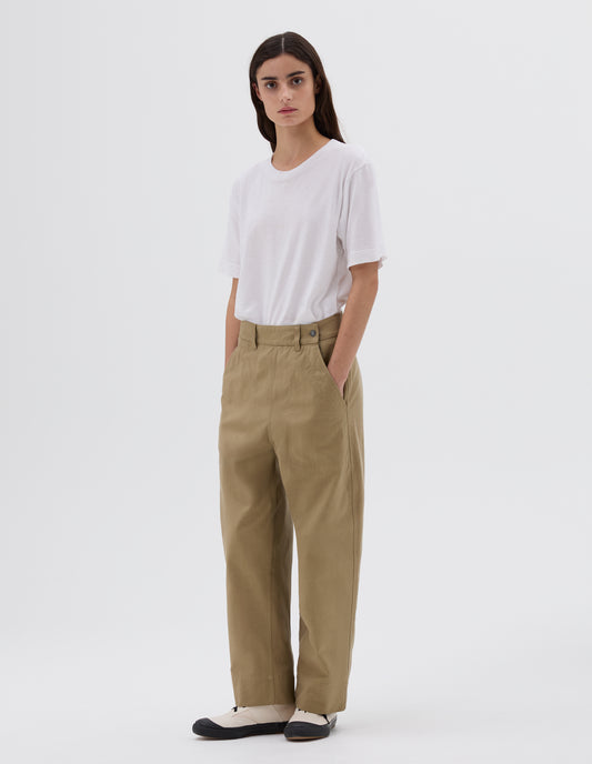 MHL. UTILITY TROUSERS | IRREGULAR COTTON DRILL | OAT