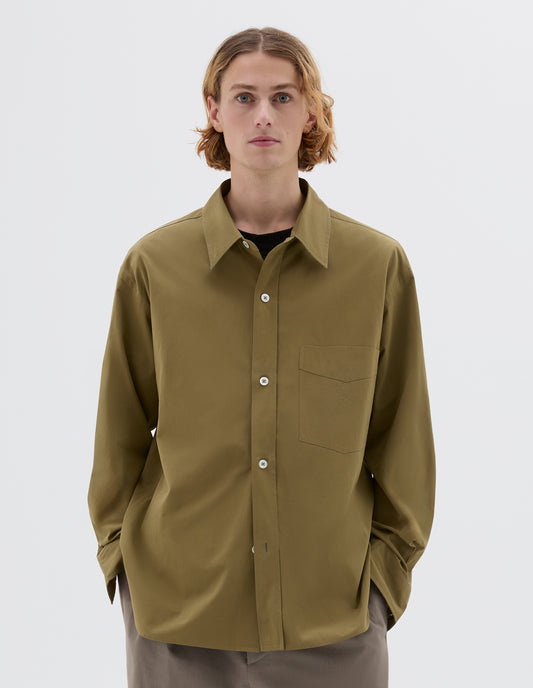 MONOGRAM SHIRT | FINE COTTON POPLIN | WARM OLIVE