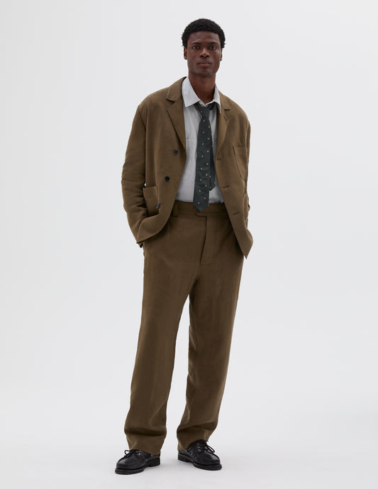 RELAXED TROUSERS | COMPACT LINEN TWILL | KELP