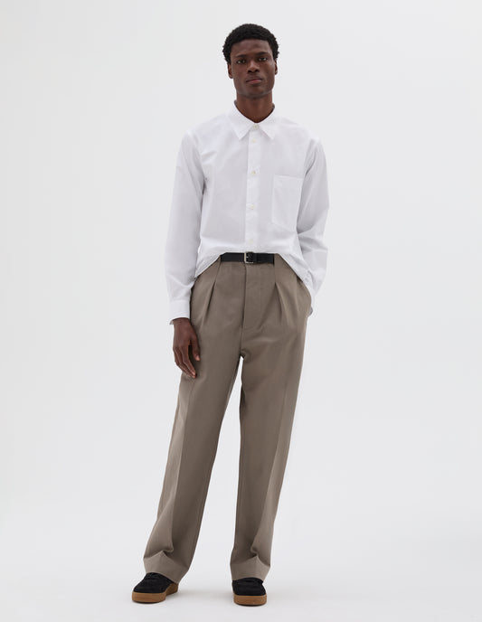 WIDE BELT LOOP TROUSERS | DENSE COTTON DRILL | PEBBLE