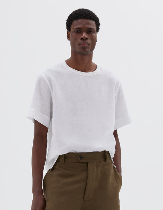 WOVEN T SHIRT | SHIRTING LINEN | WHITE