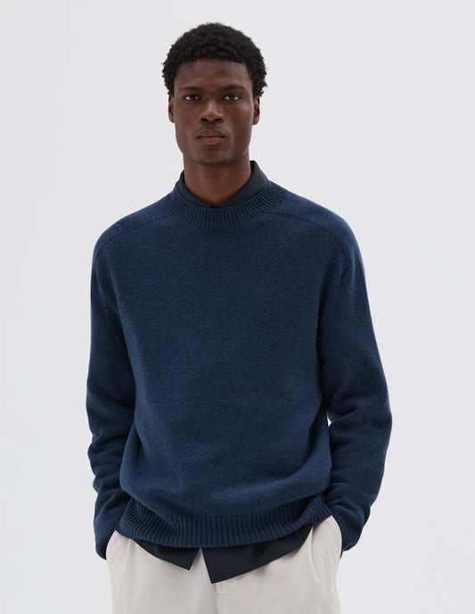 SEAMLESS CREW NECK | CASHMERE COTTON | OCEAN BLUE