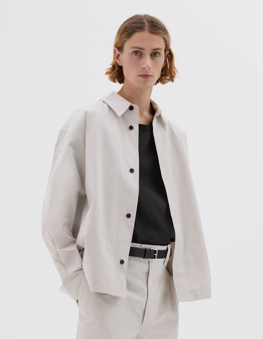 MINIMAL BOXY OVERSHIRT | HEAVY COTTON POPLIN | CHALK