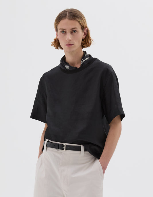 WOVEN T SHIRT | SHIRTING LINEN | BLACK