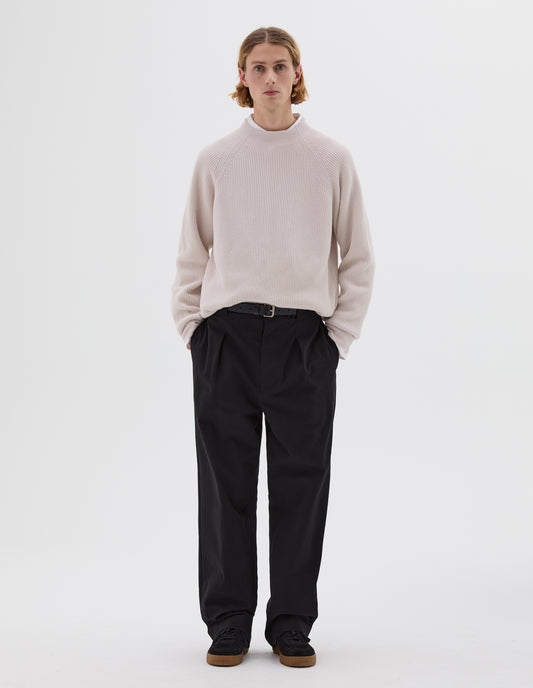 WIDE BELT LOOP TROUSERS | DENSE COTTON DRILL | BLACK