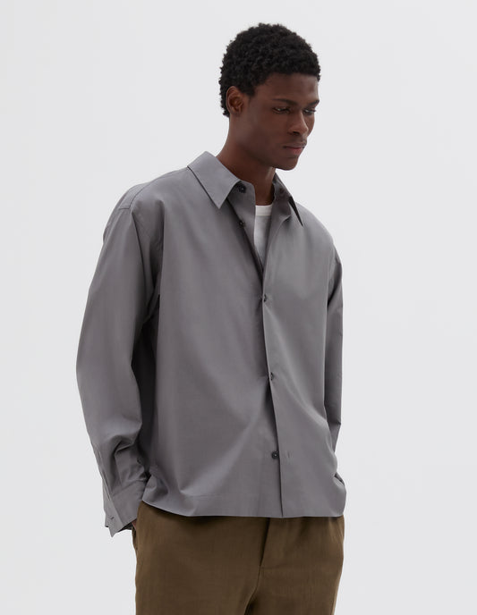 MINIMAL BOXY SHIRT | DENSE COTTON POPLIN | GREY