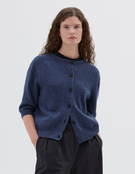 SHORT SLEEVE CARDIGAN | CASHMERE COTTON | ATLANTIC