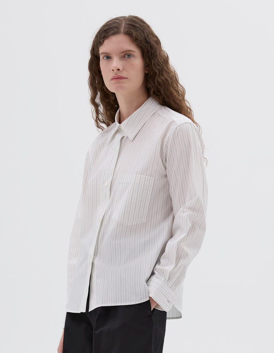 SIMPLE SHIRT | LIGHT COTTON STRIPE | WHITE / BLUE / BLACK