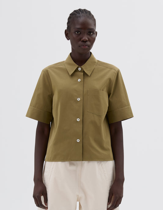 CUFF SMALL SHIRT | FINE COTTON POPLIN | WARM OLIVE