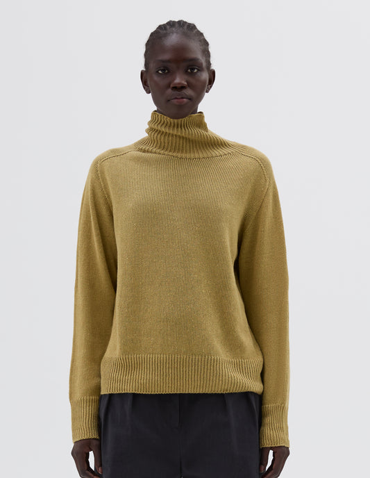 SEAMLESS ROLL NECK | LINEN COTTON | FENNEL