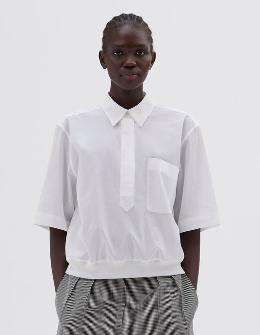 RIB HEM SHIRT | WASHED COTTON | WHITE