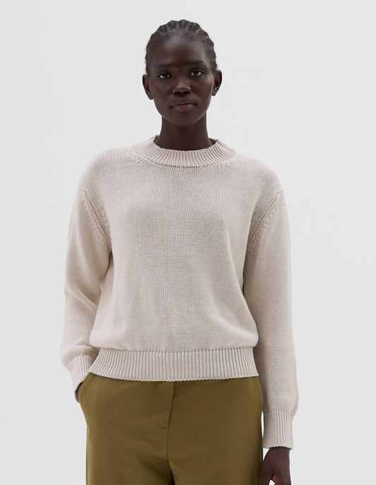 CHUNKY CREW NECK JUMPER | LINEN COTTON | CHALK