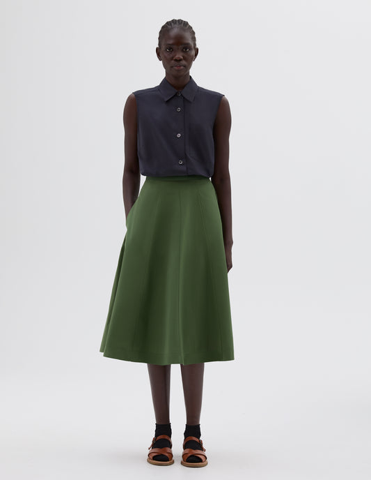 FLARED SKIRT | SOFT COMPACT COTTON | MOSS