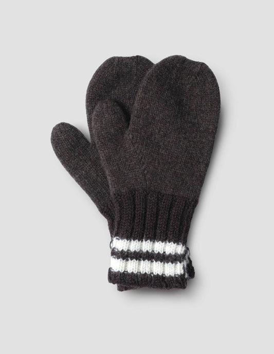 MHL. FELTED MITTEN | LAMBSWOOL | DARK BROWN / WHITE