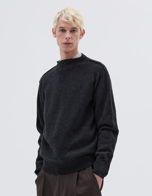 KNITTED SWEATSHIRT | PLIED MERINO
 | CHARCOAL