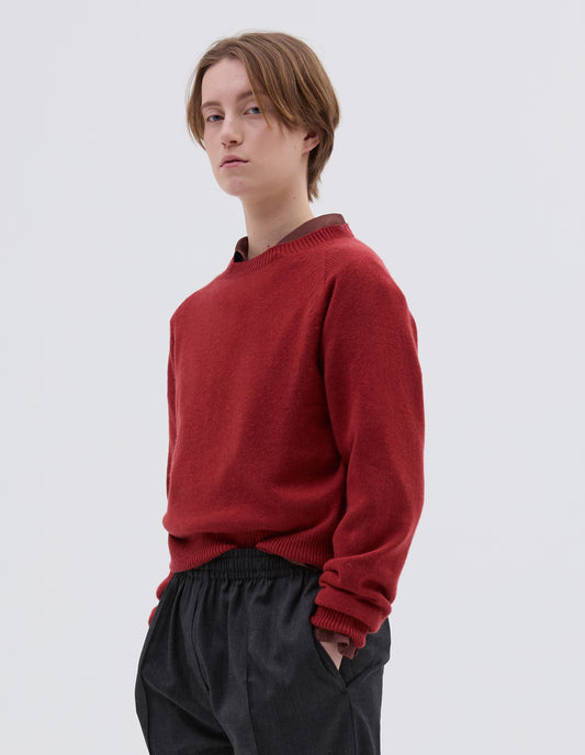 SHORT CLASSIC CREW NECK | CASHMERE
 | CARMINE