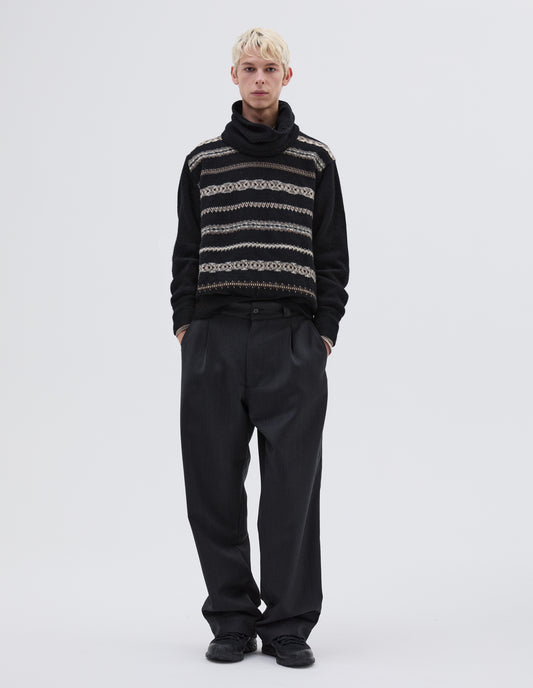 WIDE LEG CHINO | DRY WOOL COVERT
 | CHARCOAL