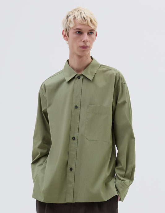 RAISED PLACKET SHIRT | WASHED COTTON POPLIN
 | FADED GREEN