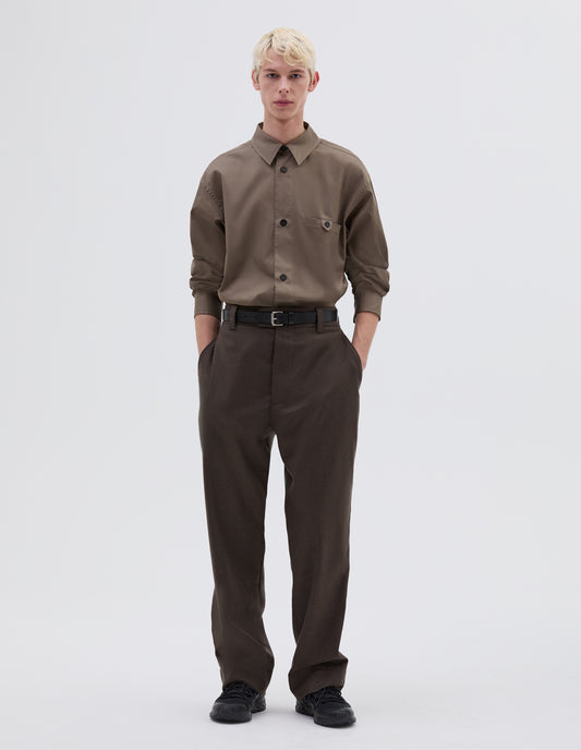 RELAXED TROUSER | WORSTED WOOL FLANNEL
 | TOBACCO