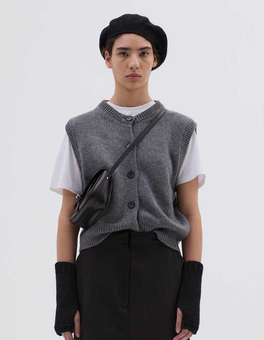 KNITTED GILET | MERINO CASHMERE | CHARCOAL