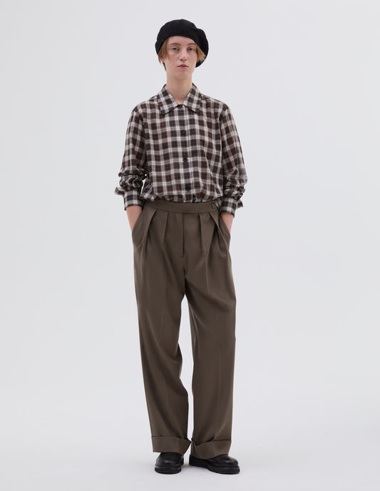 LOOSE LEG TROUSER | FLUID WOOL TWILL | MOUSE