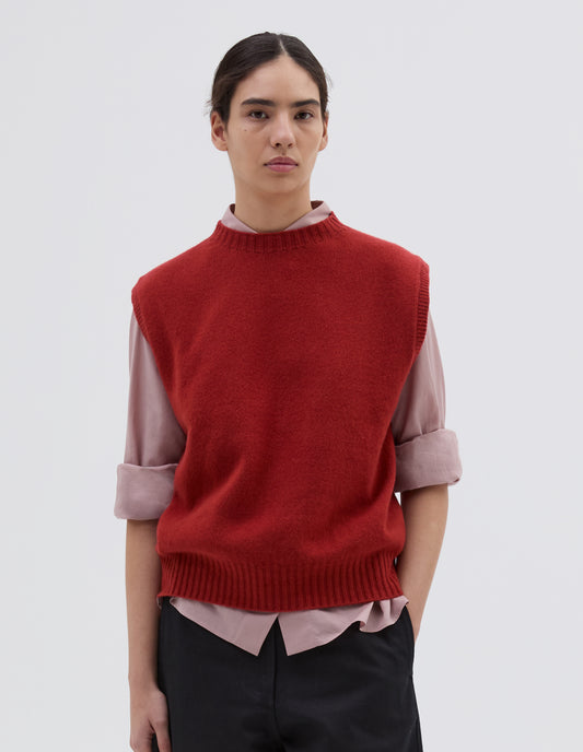 BOXY CREW NECK SLIPOVER | MERINO CASHMERE | CARMINE