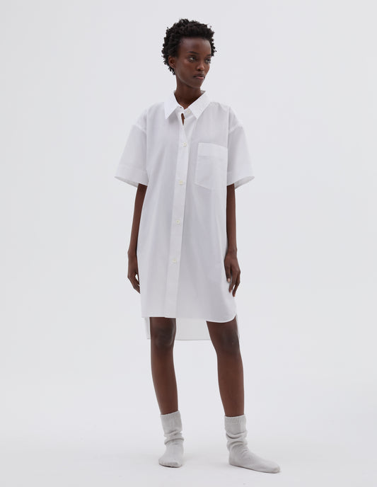 SHORT SLEEVE NIGHTSHIRT | FINE LIGHTWEIGHT COTTON | WHITE