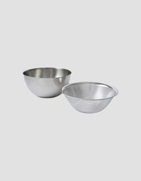 LARGE BOWL AND COLANDER / STRAINER SET | SATIN FINISHED STAINLESS STEEL