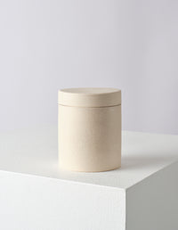 IAN MCINTYRE MEDIUM LIDDED JAR | STONEWARE | UNGLAZED FLECKED BUFF