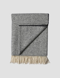 MOURNE TWEED EMPHASIZE BLANKET | MERINO WOOL
 | CHARCOAL GREY / ECRU