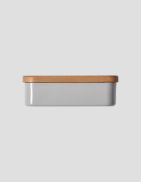 SMALL BUTTER DISH | ENAMEL / CHERRY WOOD
 | GREY