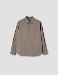 BASIC SHIRT | SMALL CHECK COTTON POPLIN
 | STONE / KHAKI