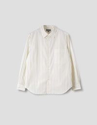 BASIC SHIRT | WIDE SPACED COTTON STRIPE | OFF WHITE / BLACK